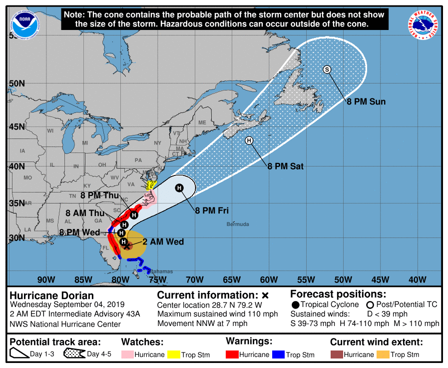 Where Is Hurricane Dorian Right Now Path Map Updates As Tropical Storm Hurricane Dorian Path Map 