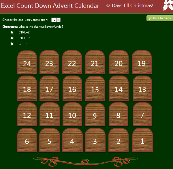 Excel Advent Calendar 2015 My Online Training Hub