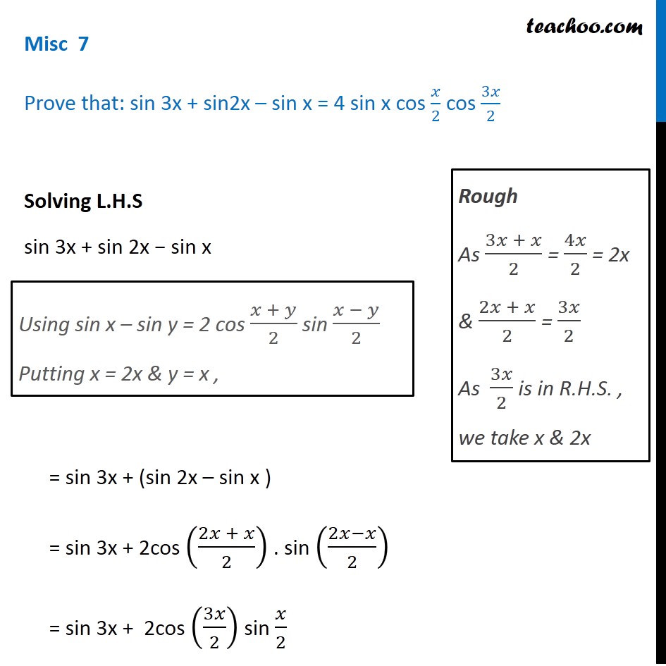 Ex 3 3 19 Prove Sin X Sin 3x Cos X Cos 3x Tan 2x X dfracnpi 2x dfracpi 20 dfrackpi 13left kn.