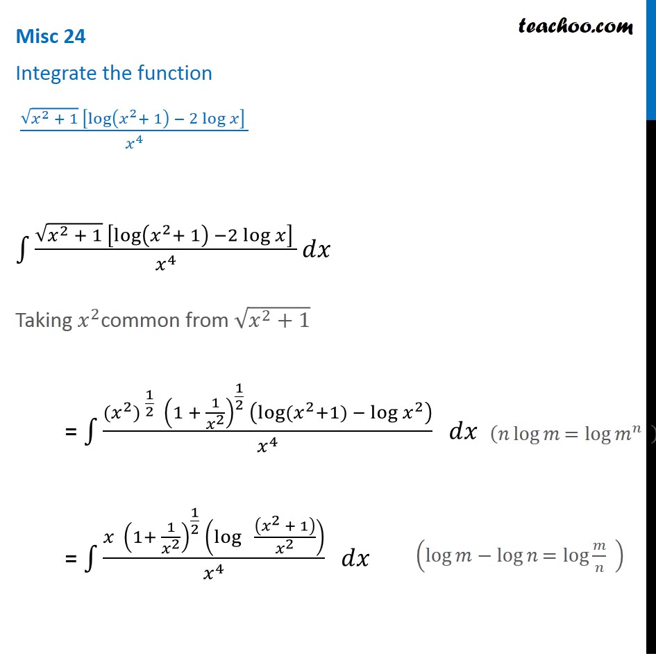 Ex 6 2 7 Show That Y Log 1 X 2x 2 X Is An Increasing Fn Log F x 1 m log x 1 b displaystyle log F x_ 1mlog x_ 1b and.