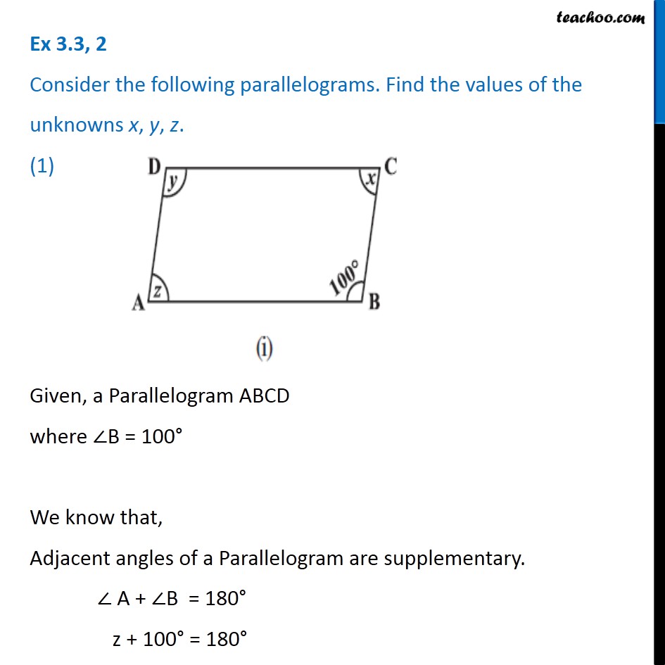 Ex 3 3 2 Consider The Parallelograms Find The Values Of X Y Z Taffy927x2 and 60 more users found this answer helpful.