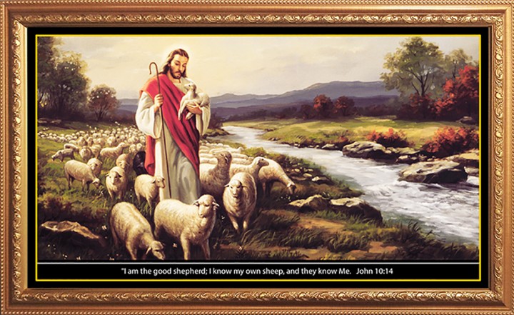 Lukisan, karya seni, seni, seni rusia. www.yeraya.com - Lukisan Yesus Gembala Kanvas GRS80 100 x 55cm