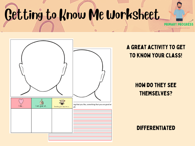 'getting to know me' worksheet