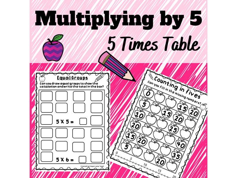 Kids completing this third grade math worksheet multiply by 10 to solve each equation and also fill in a multiplication chart for. 5 Times Tables Multiply By 5 Multiplication Year 1 Year 2 Worksheets Arrays Equal Groups Teaching Resources