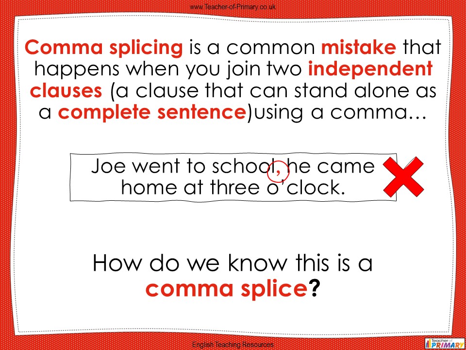 Avoiding Comma Splicing KS2 Teaching Resources jpg (960x720)