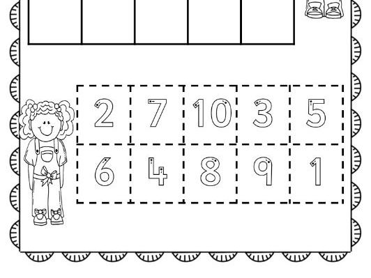 ordering numbers 1 10 trace cut and stick reception year 1 worksheet teaching resources