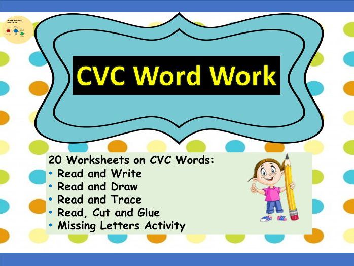 Us Cvc Word Work Worksheets Read Trace Draw Cut And Glue Missing Letters Pre K K