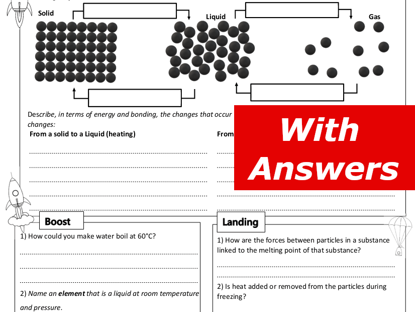 The energy of the light … State Changes Home Learning Worksheet Gcse Teaching Resources