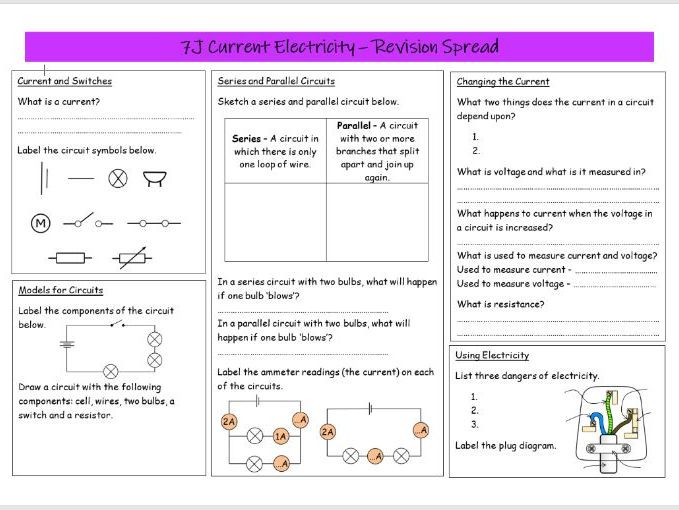 year 7 science revision spreads with answers teaching resources
