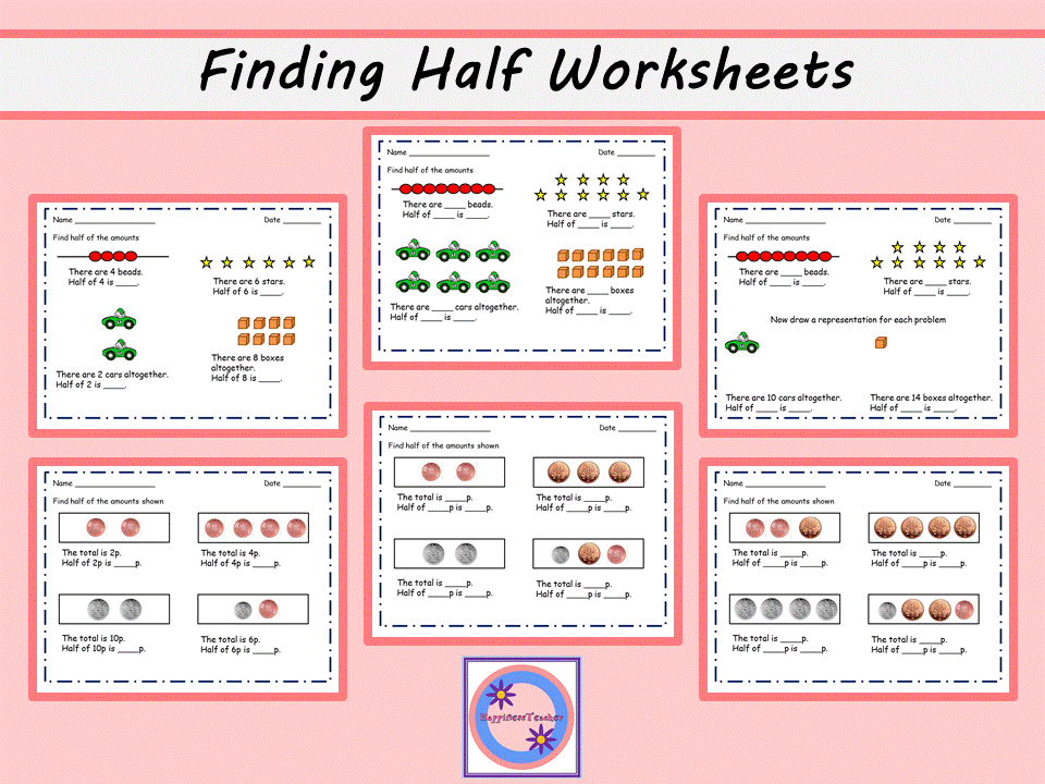 find half of an amount differentiated worksheets teaching resources