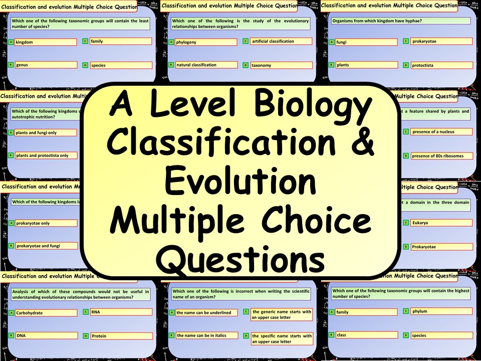 Classification Phylogeny Ocr A Level Biology Revision Notes 7Multiple Choice Questions MCQ topic quiz.