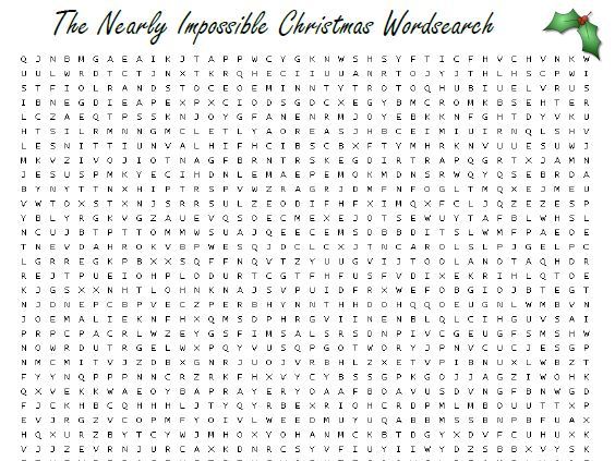 the nearly impossible christmas wordsearch teaching resources