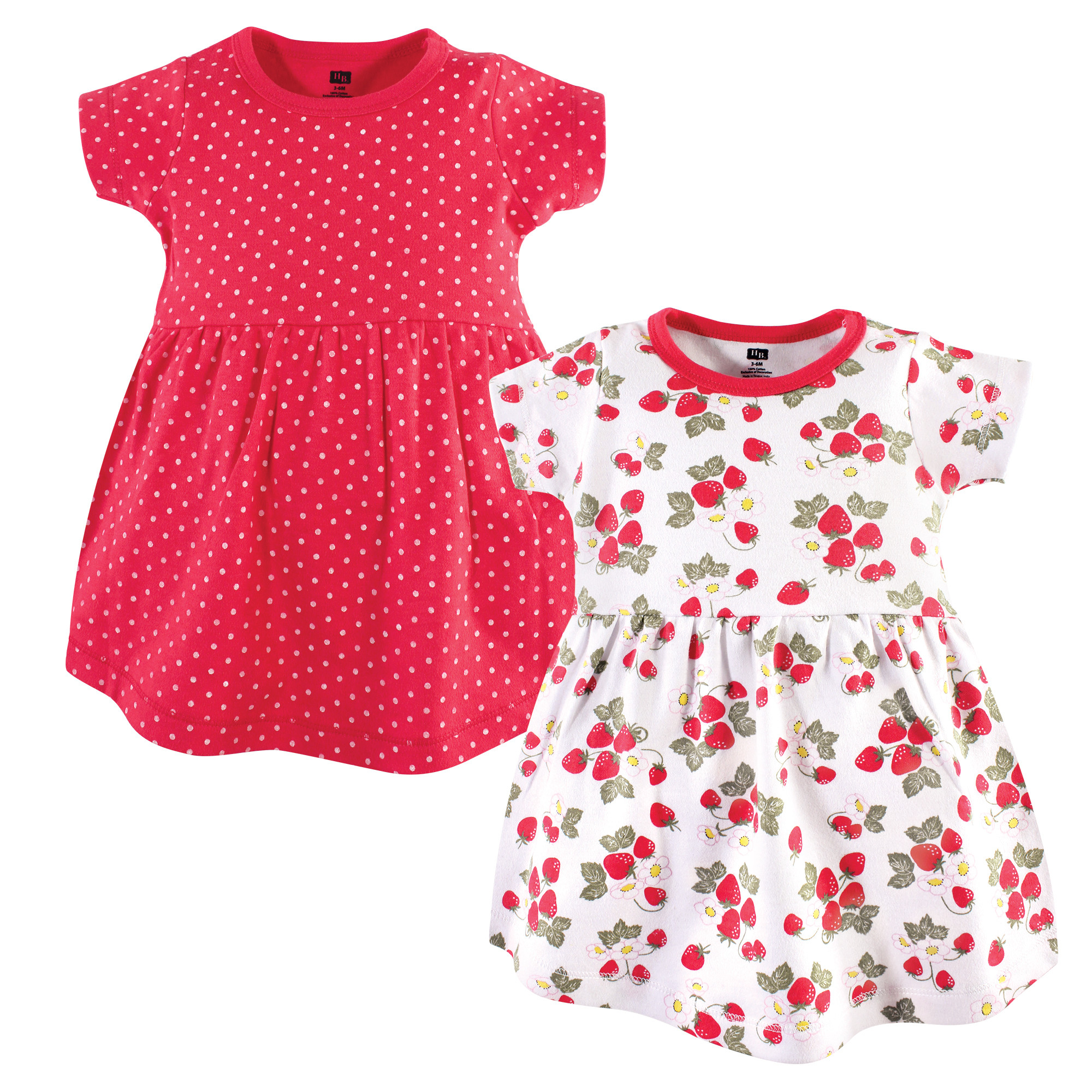 Hudson Baby Cotton Dress Strawberries 2 Pack Affordable Infant Clothing