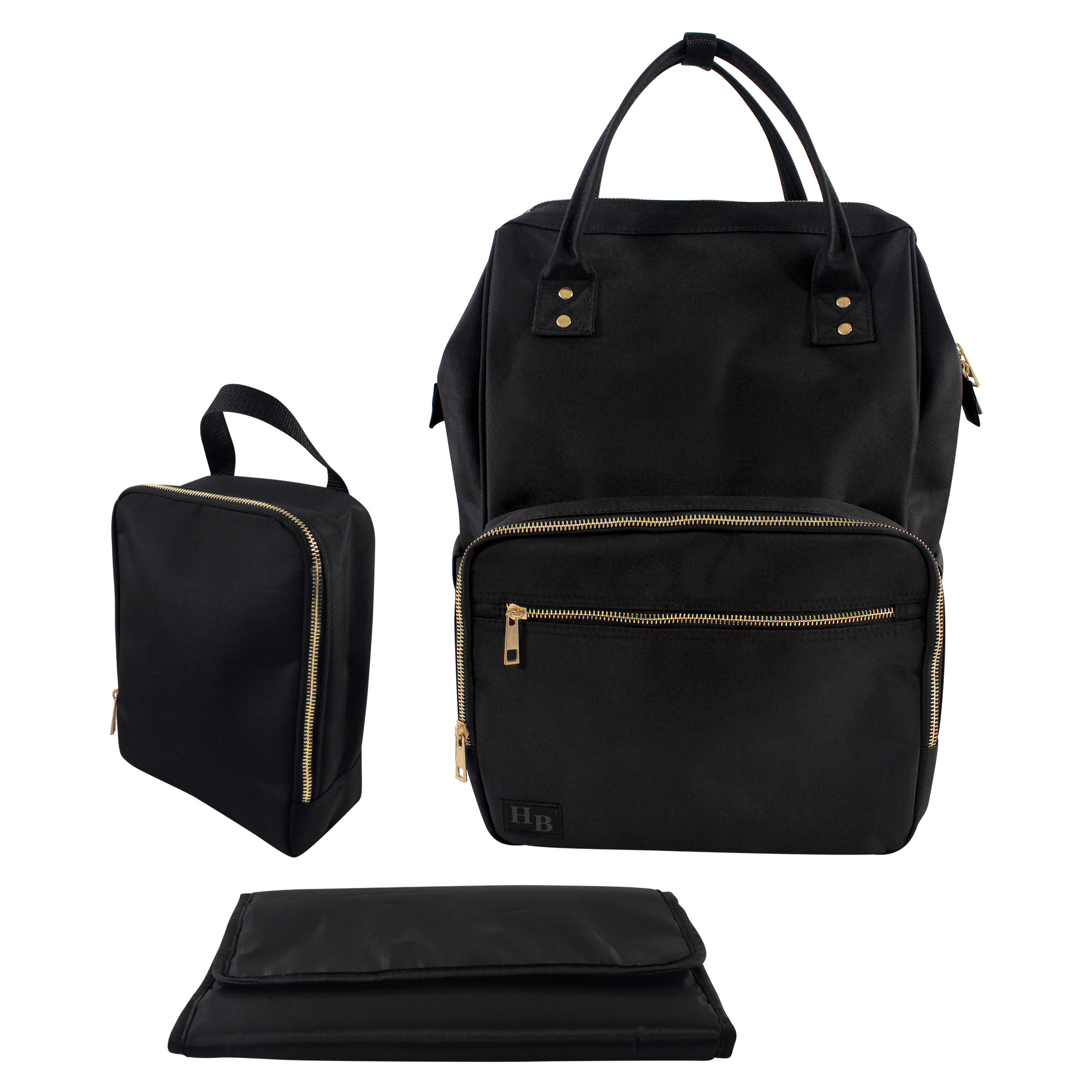 Hudson Baby Uptown Diaper Bag Backpack Insulated Bottle Bag And Changing Pad 3 Piece Set Black Black One Size Affordable Infant Clothing