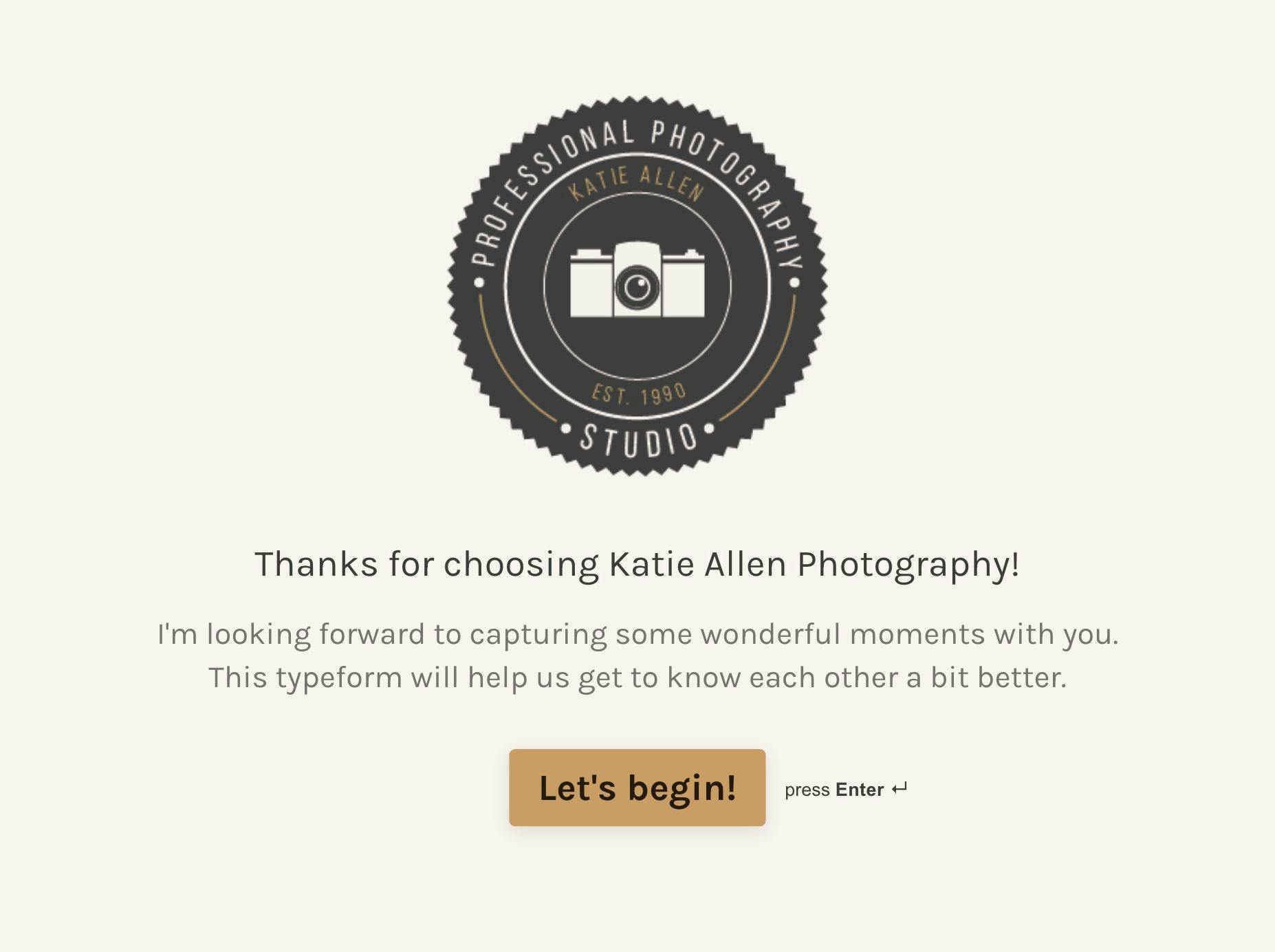 Wedding Photography Booking Form Typeform Template - Premium Space Pattern Gallery - Mobile