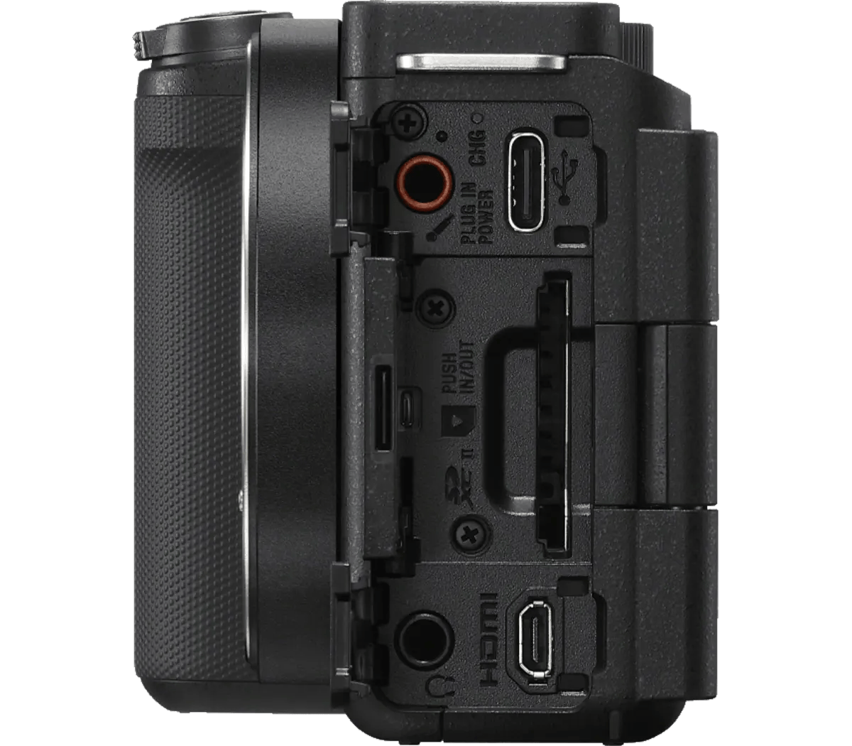 Sony ZV-E10 II camera detail and connectivity