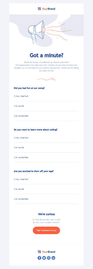 Questionnaire Results Survey Serie Transactional Email Template For Business Services Bee Free