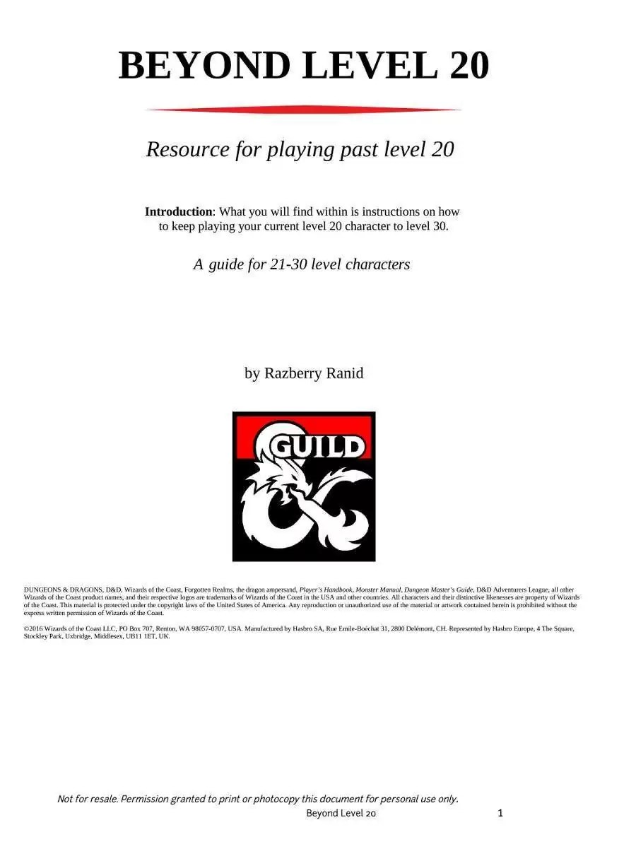 Beyond level 20