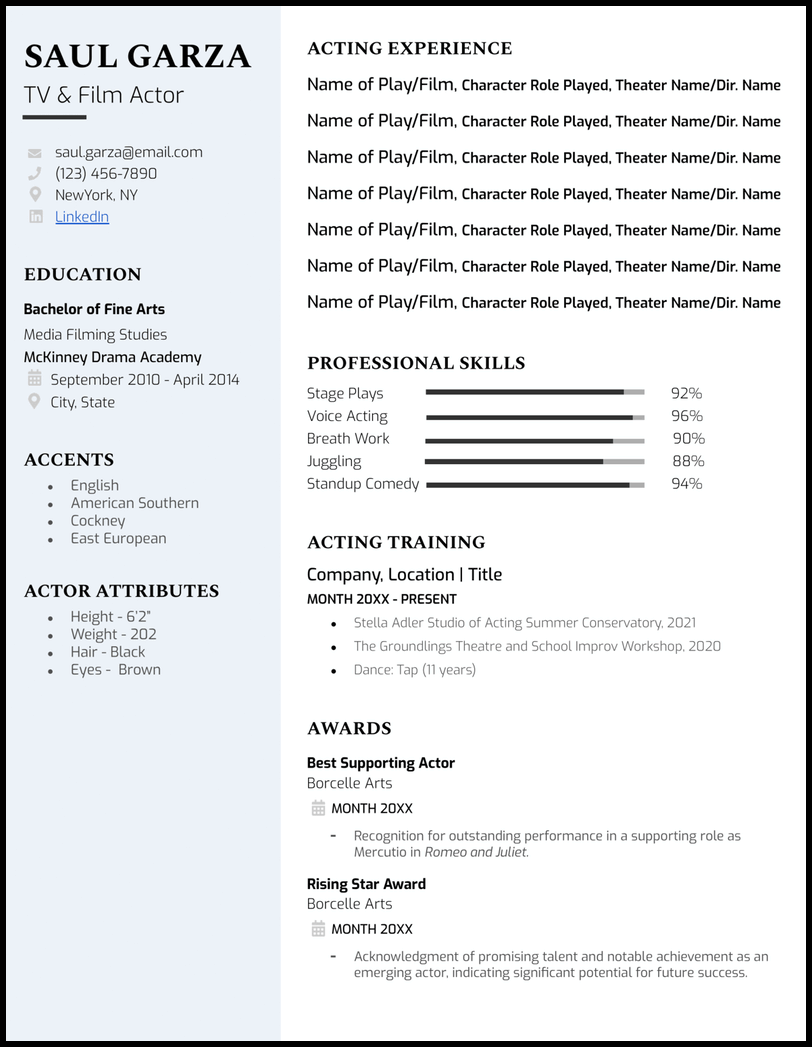 50 Free Acting Resume Templates Word Google Docs Templatelab 1767x2500 Acting Google Docs Resume Template 