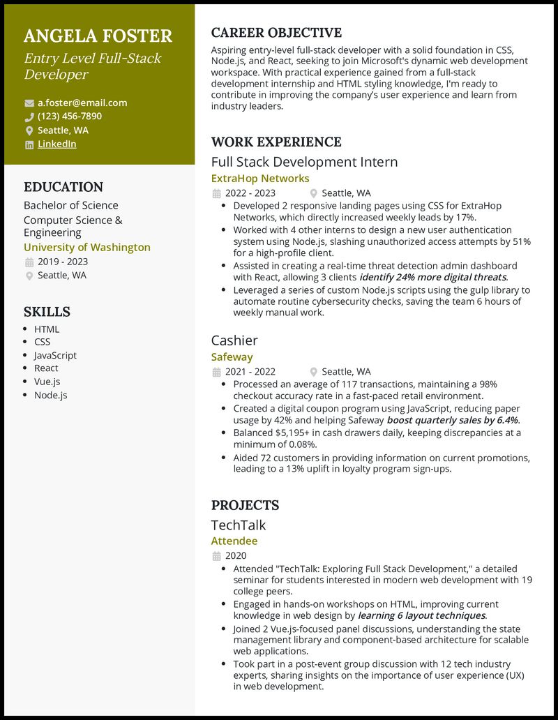 Entry Level Full Stack Developer Resume Examples For 2025 Resume Worded - Gorgeous Vintage Wallpaper - Retina
