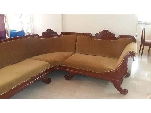 L Shaped Wooden Sofa With Intricate Carvings Mumbai Buy Sell Used Products Online India Secondhandbazaar In