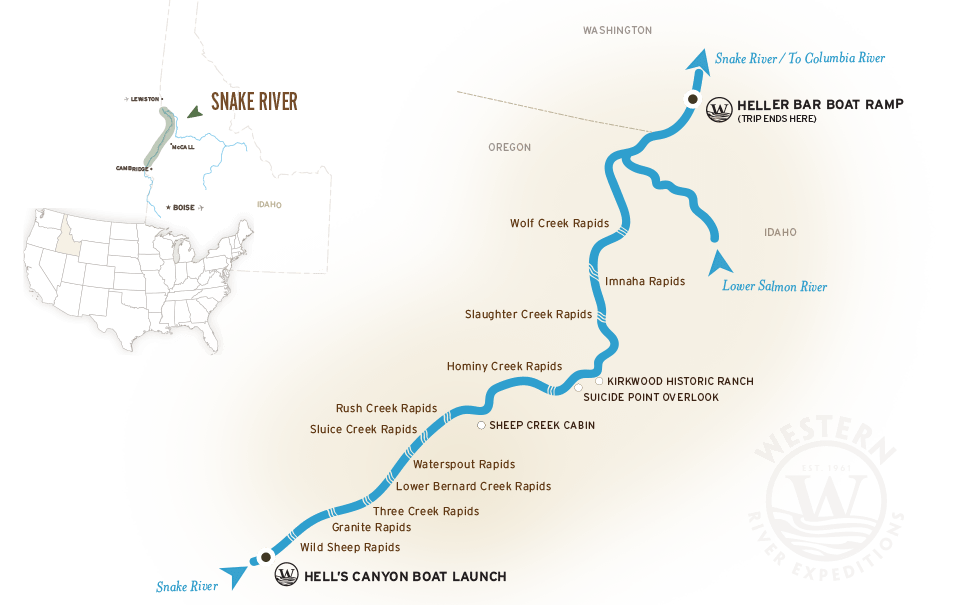 Snake River Political Map Snake River Hells Canyon Map Horizontal 