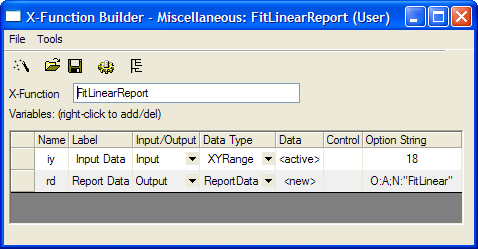 Help Online X Function X Function Reportdata Example