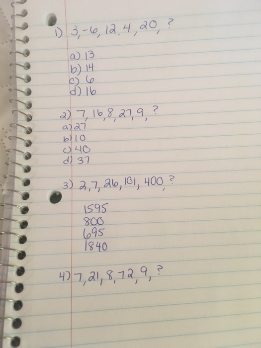 Solved: What's The Number That Go In These Sequences? 3 ...