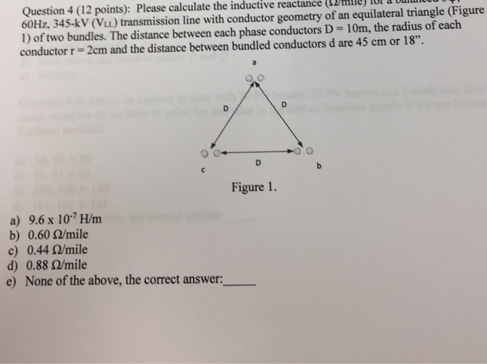 Solved Calculate The Inductive Reactance 60hz 345 Kv V