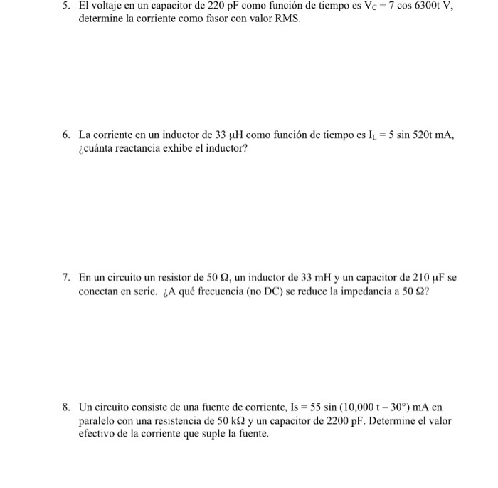 Solved El Voltaje En Un Capacitor De 220 Pf Como Funcion