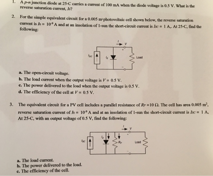 Solved A P N Junction Diode At 25 C Carries A Current Of