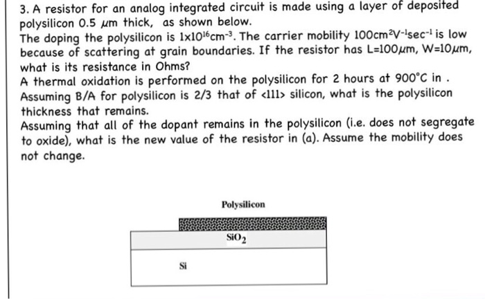 Solved A Resistor For An Analog Integrated Circuit Is Mad