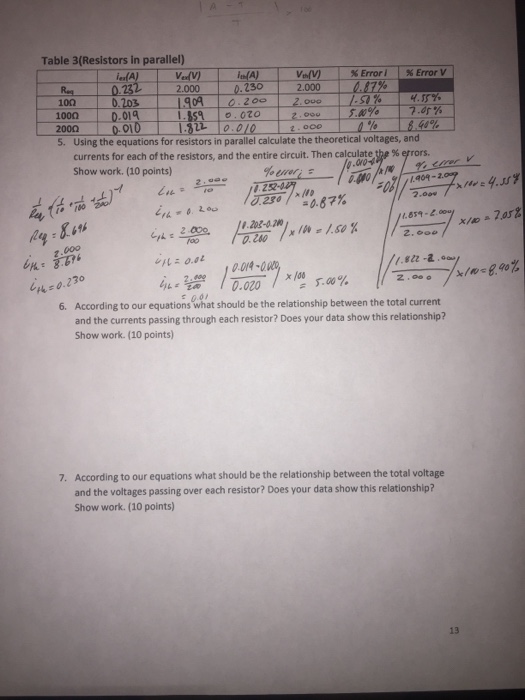 Solved Using The Equations For Resistors In Parallel Calc