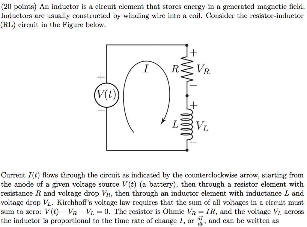 Solved 20 Points An Inductor Is A Circuit Element That