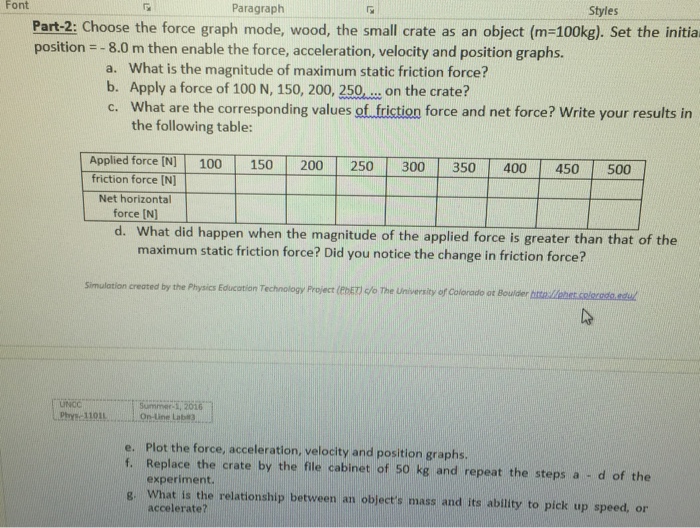 Click on the motion tab at the top of the screen. Solved Simulation Can Be Found Here Phet Colorado Edu En Chegg Com