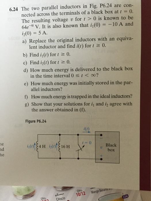 Solved The Two Parallel Inductors In Fig P6 24 Are Conne