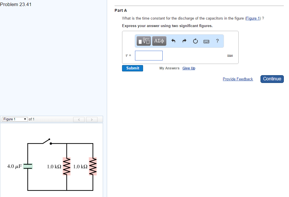 Solved What Is The Time Constant For The Discharge Of The