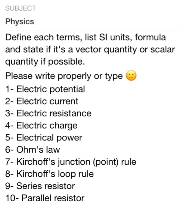Solved Define Each Terms List Si Units Formula And Stat
