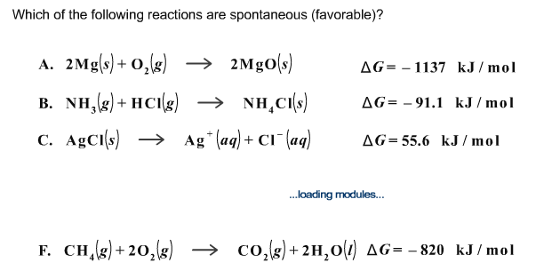 Solved: Which Of The Following Reactions Are Spontaneous ... Solved: Which Of The Following Reactions Are Spontaneous ...