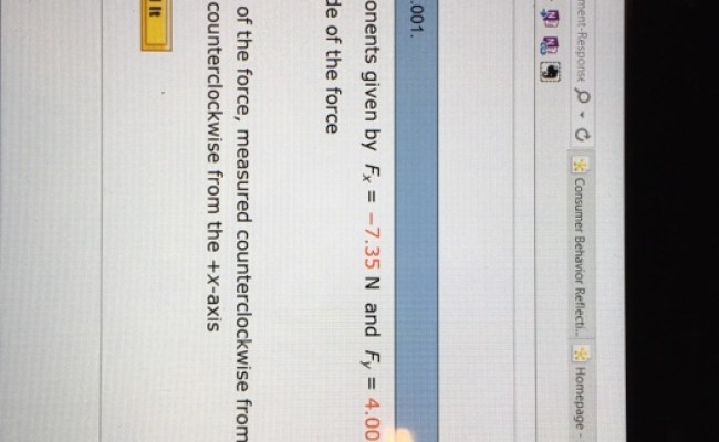Solved A Force Vector Has Components Given By F_x = -7.35 N | Chegg.com