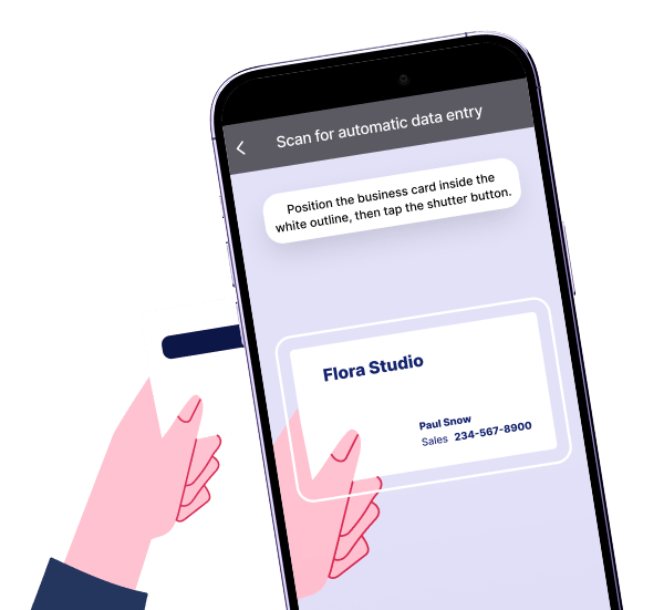 Copper mobile business card scanner capturing contact details