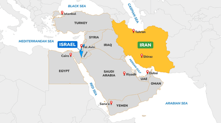 Iran Israel War 2026 Map Locations Bordering Nations Medium Image 4f7d34dce5 