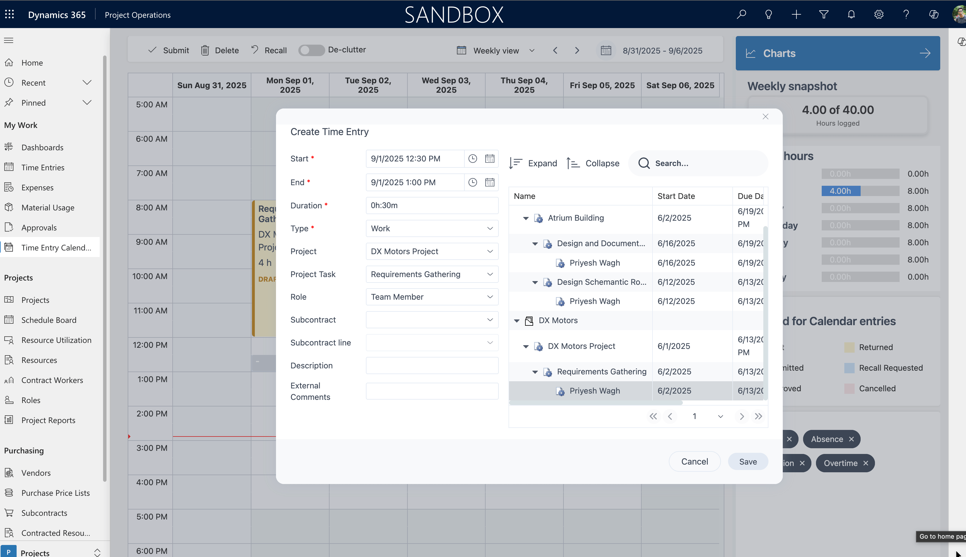 Time Entry Calendar in Project Operations - D365 Demystified