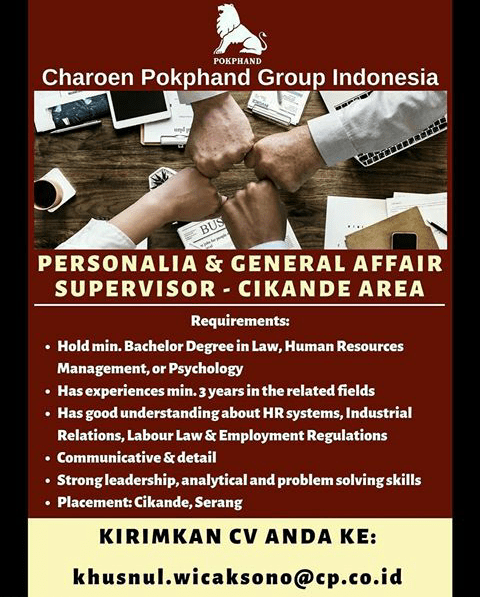 Kirim loker terbaru ke emailmu. Temukan lowongan kerja mitsuba dan peluang kerja di cikande yang ditemukan oleh loker.my.id. Pengalaman kerja supervisor minimal 3 tahun di bidang marketing komunikasi. Lihat lowongan kerja di jora. Ada perusahaan yang sedang membuka kesempatan lowongan kerja serang, cikande, staf marketing, operator, checker dan banyak lagi di daerah serang melalui indeed.com. Bechelor degree in hospitality/business/graphic design/food tech 18/01/2022 · inilah lowongan kerja mitsuba terbaru di cikande 2022. Lowongan kerja cikande serang, banten. Lowongan serang, cikande bulan januari 2022 di serang | indeed.com Mampu bekerja di bawah tekanan. Loker Personalia General Affair Supervisor Cikande Area Pt Chaeroen Pokphand Grup Indonesia Atmago