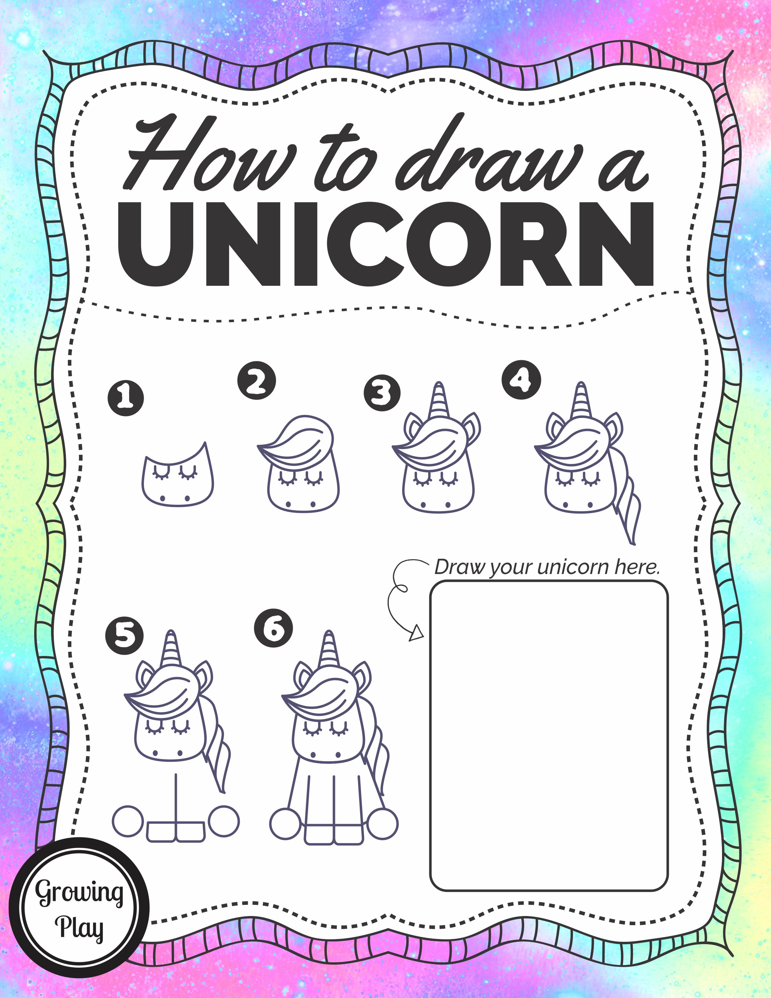 how to draw a unicorn free printable growing play