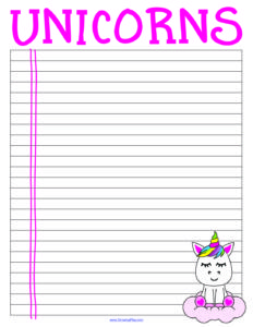 unicorn fun writing paper from growing play growing play