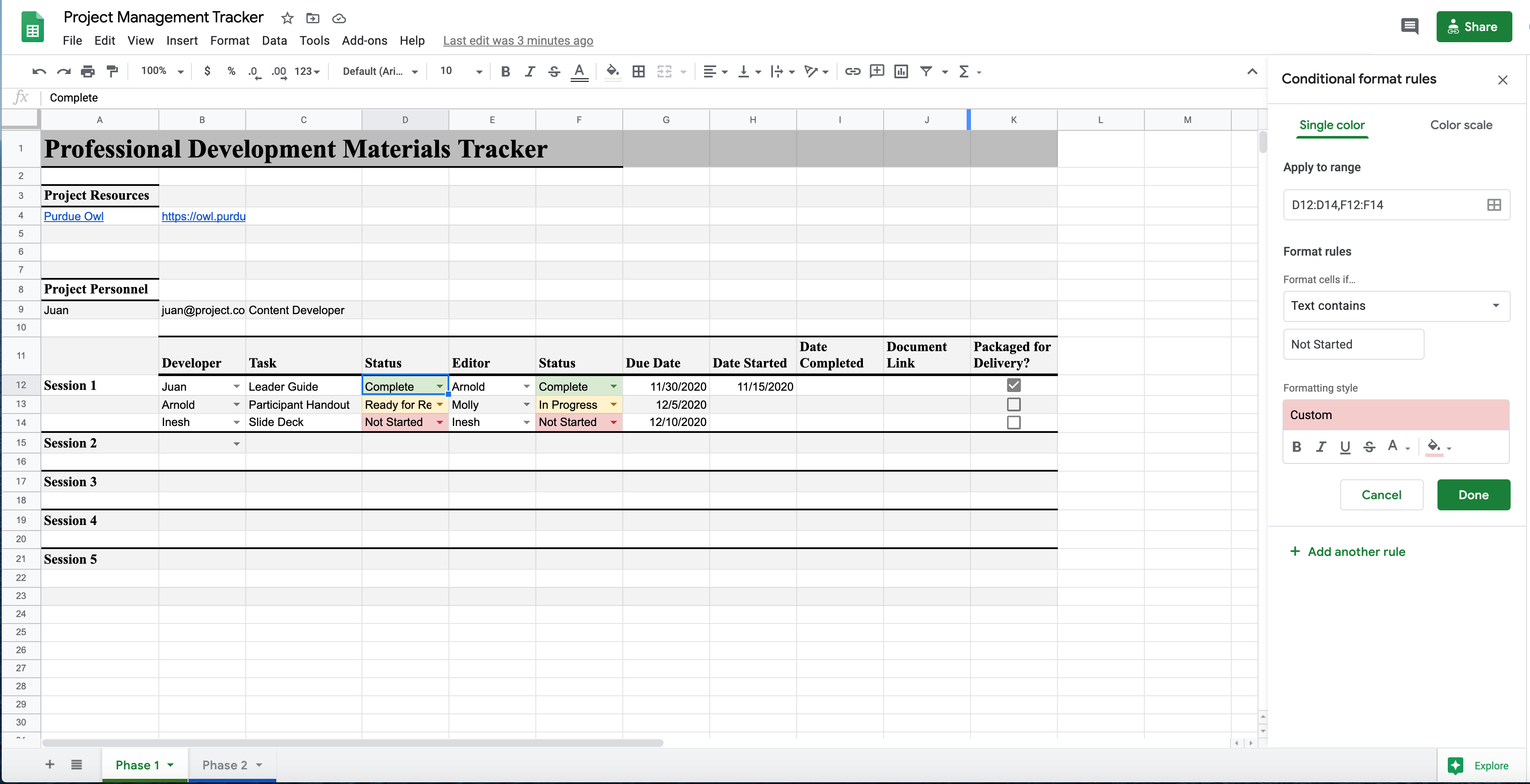 Build Fully Automatic Project Management Tracker Using Google Sheets - Retina Space Arts for Desktop