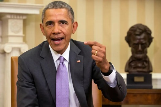 President Obama speaking in the Oval Office.