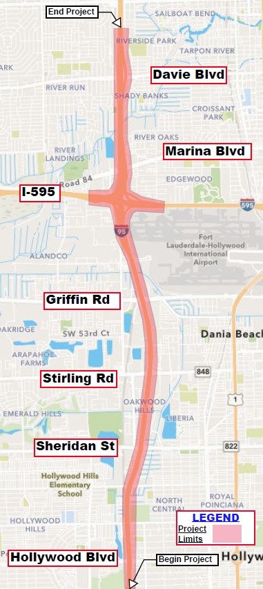 State Road S R I FROM OF 820 HOLLYWOOD BLVD TO DAVIE 40935445201 Map.