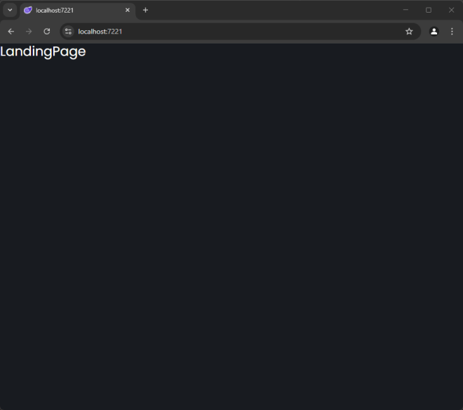 La page de destination affichée sans le menu de navigation de l'application